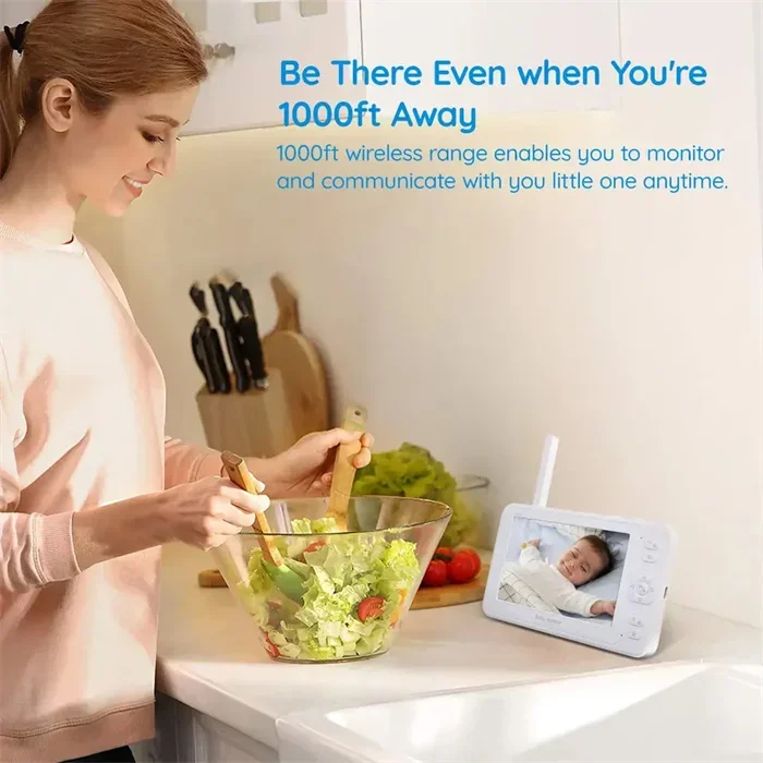 كشف صرخة الطفل بدقة 2 ميجابكسل واي فاي وكشف درجة الحرارة وإنذار 1080 بكسل للأطفال مع كاميرا
