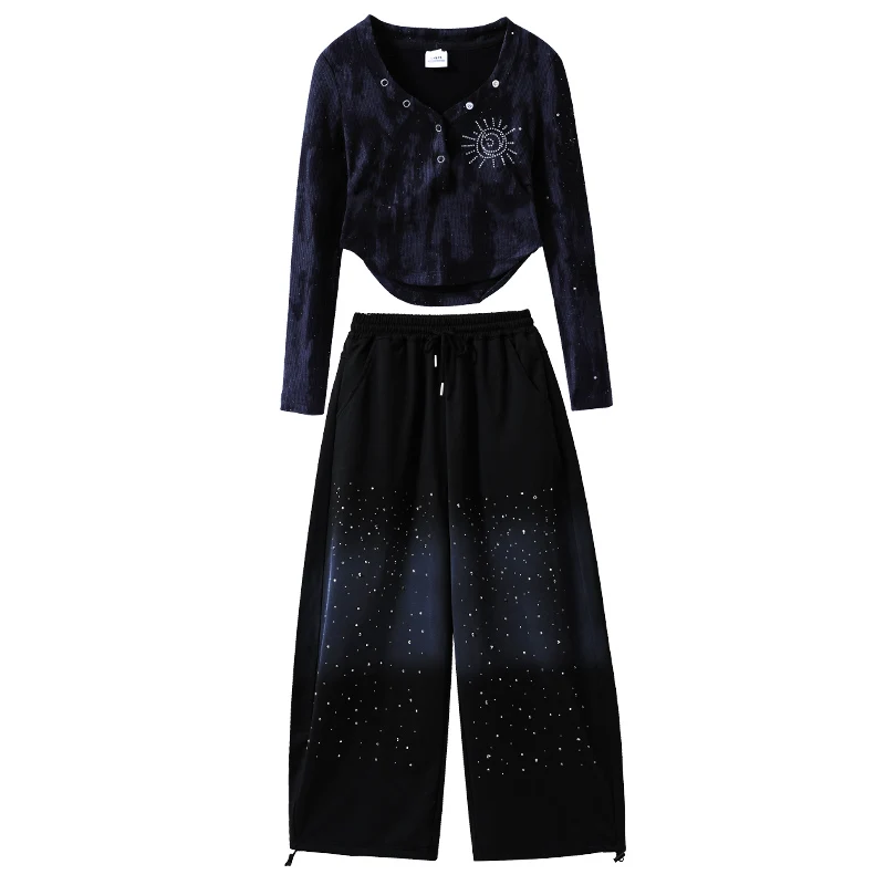 Moda dziecięca streetwear hiphop taniec rap ubrania dziewczęce hip hop koszulka z długim rękawem spodnie zestaw strój na występy sceniczne dla dzieci