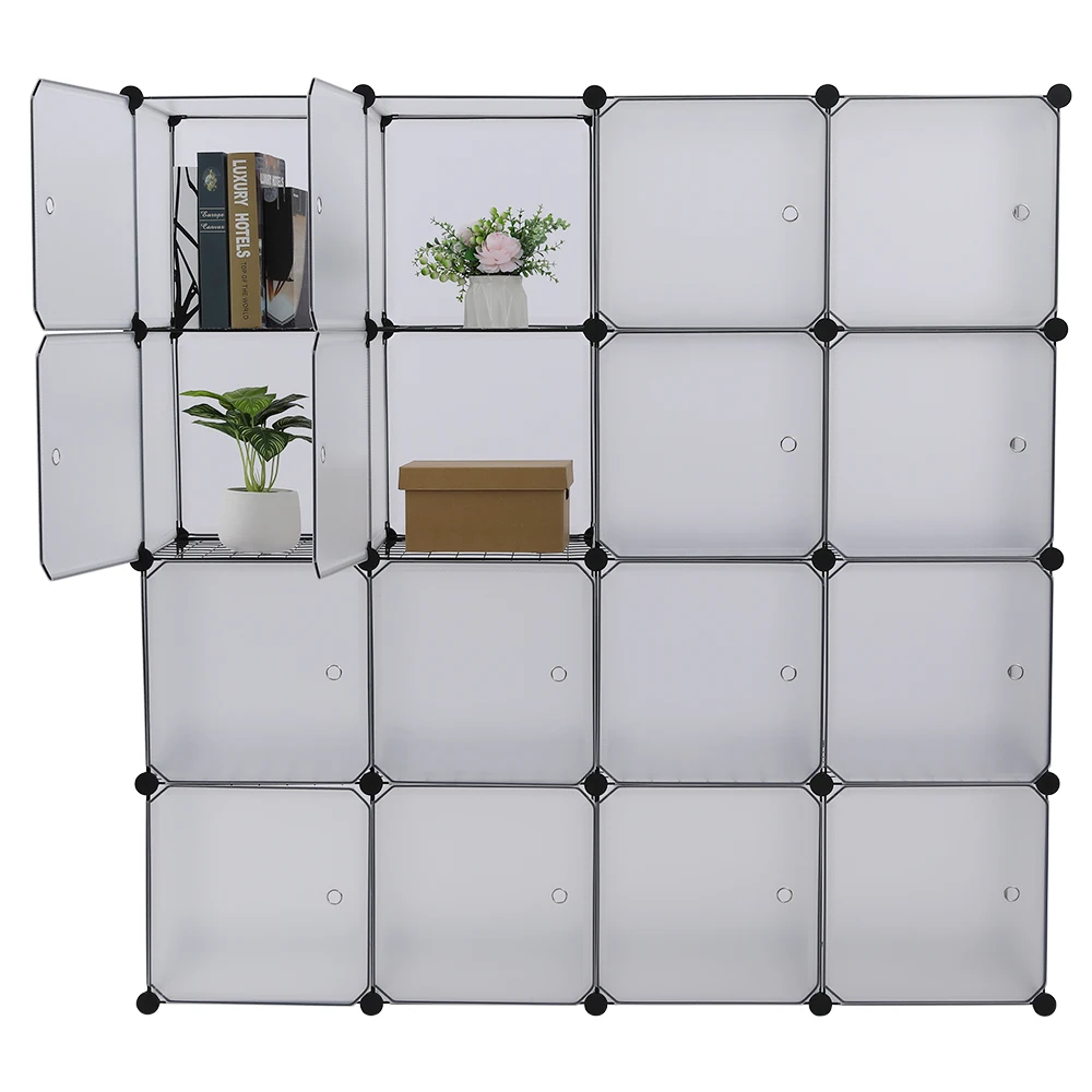 16-Cube Storage Shelf Cube Shelving Bookcase Bookshelf  Clothes Organizing Closet Toy Organizer Cabinet White