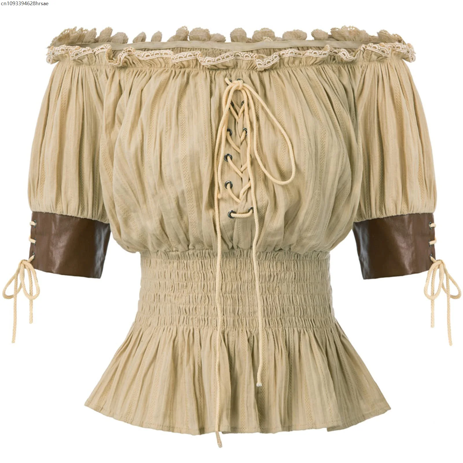 عصر النهضة القرون الوسطى الأرستقراطية الملابس المرأة خمر بلوزة الرجعية Steampunk مشد أعلى الفيكتوري قبالة الكتف قمصان الملابس