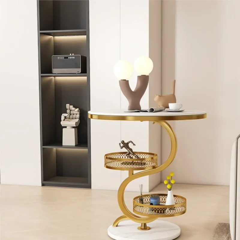 Simple Modern Sofa Side Table Light Luxury Corner Table Living Room Creative Design Removable Storage Small Round Table