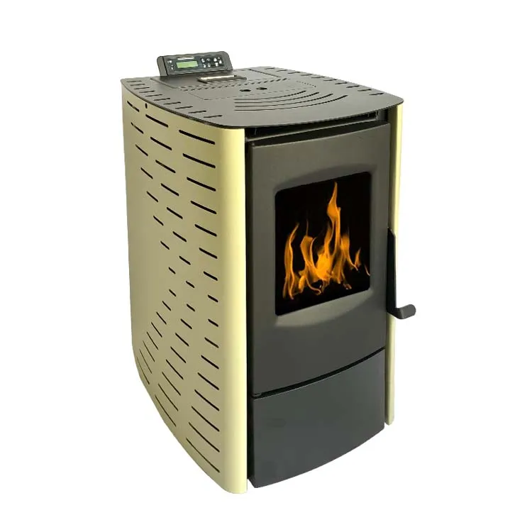 Remote Control 6kw Cast Iron Indoor Wood Chip Stove with Heater Function