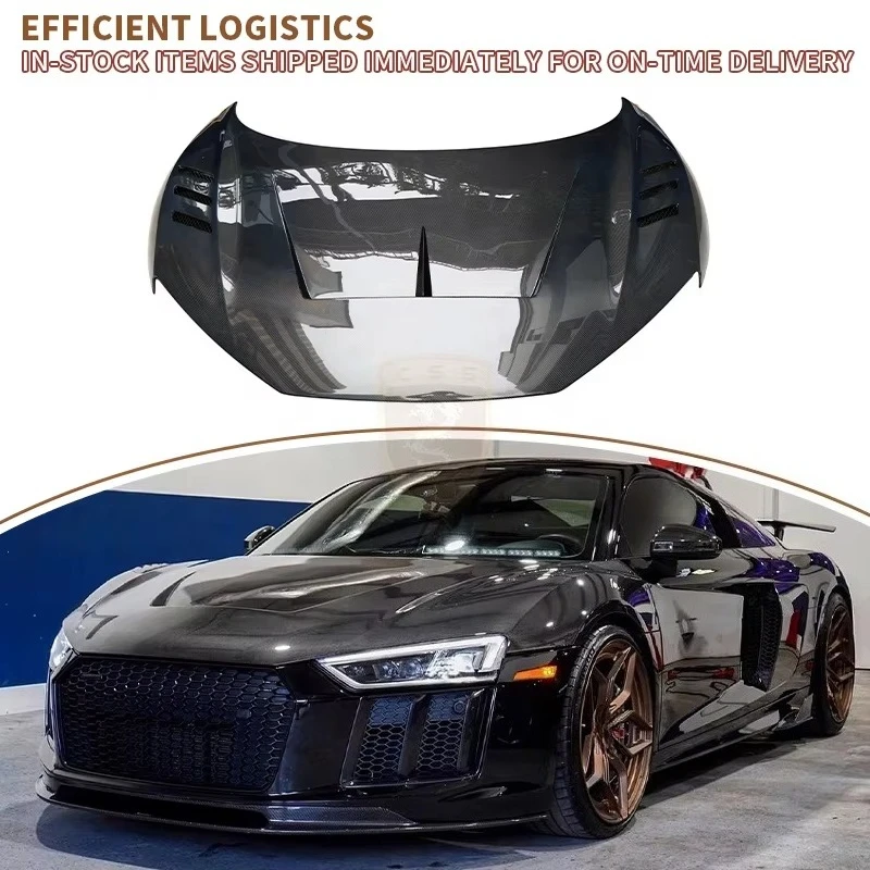 

1016 Style 3K Glossy Carbon Fiber Car Engine Hood Cover Parts for R8 Car Engine Bonnet Hood