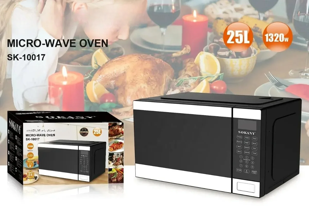 Microwave Oven, 25L Universal, Large Digital Display White, Digital Timer Control, Custom Colours