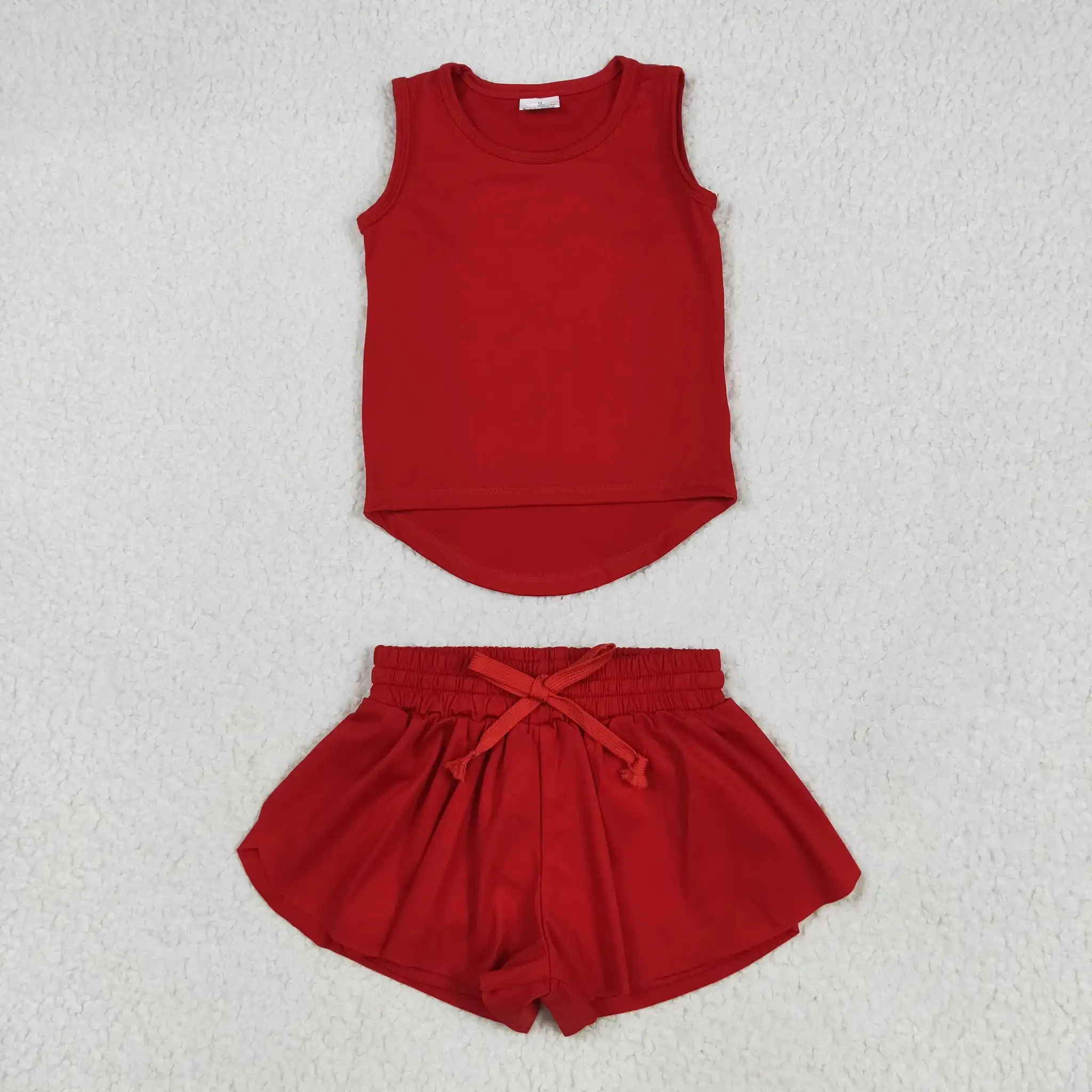 

New Swimsuits Sibling Baby Girls Baby Girls Red Sleeveless Yoga Top Skorts Sets Kids Clothes Sets Sports Dresses Set