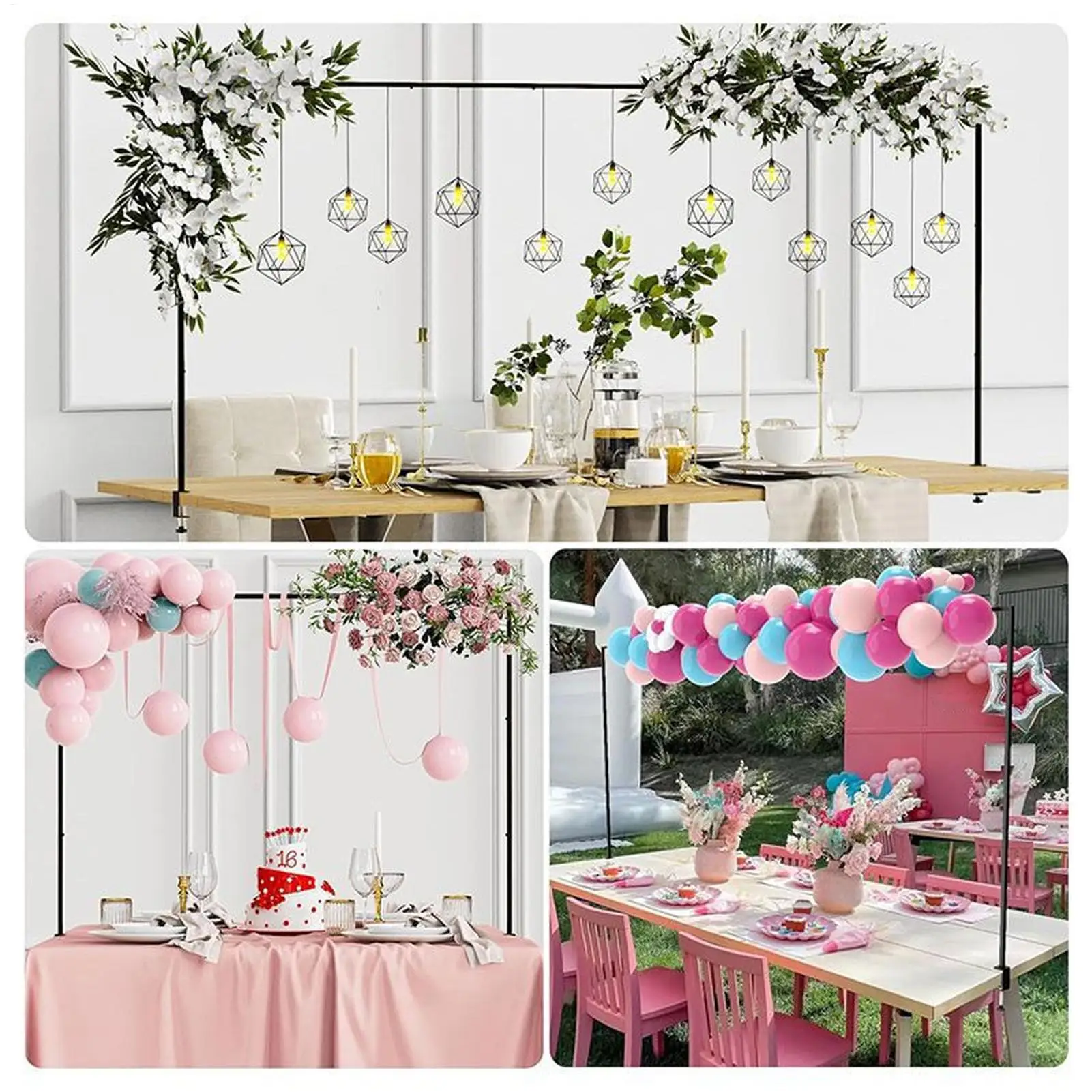 Metall über dem Tisch, Stangenständer, verstellbare Länge, geeignet für mehrere Tischgrößen, Metallballon, Blumenbogenständer, Partydekorationen