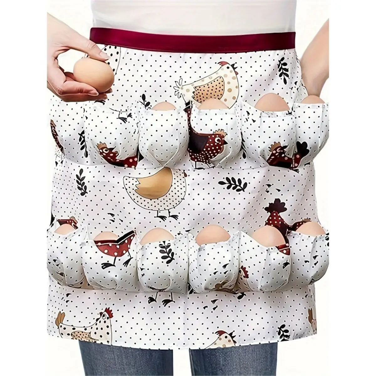 A451K Egg Apron Deep Pockets with Elastic Closures Egg Collecting Gathering Holding Apron with 12 Pockets SUMMER