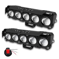 5 Lens Motorcycle LED Spotlights Headlights Dual Color Running Lights 12V 24V Waterproof Driving Fog Light For Truck Tractor ATV