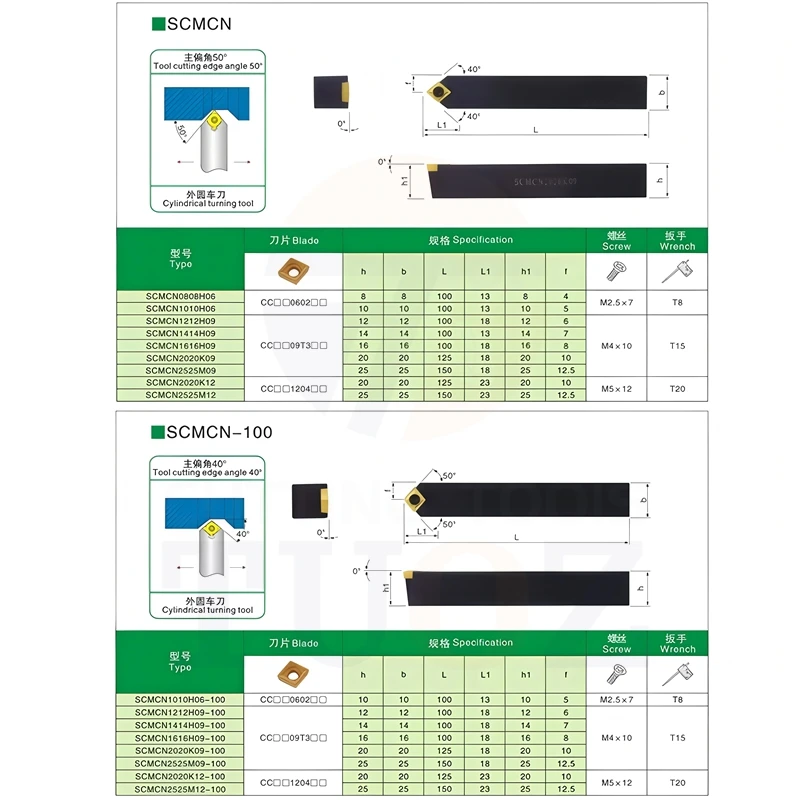TUOZ SCMCN 40/50 درجة أداة تحول خارجية 0808 1010 1212 1616 2020 2525 حامل باستخدام الحاسب الآلي مخرطة القاطع عرقوب CCMT CCGT إدراج #4