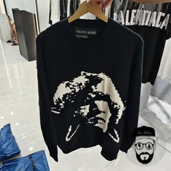 New autumn and winter ERD round neck men's sweater portrait jacquard Enfants Riches Deporimes knitted loose casual pullover