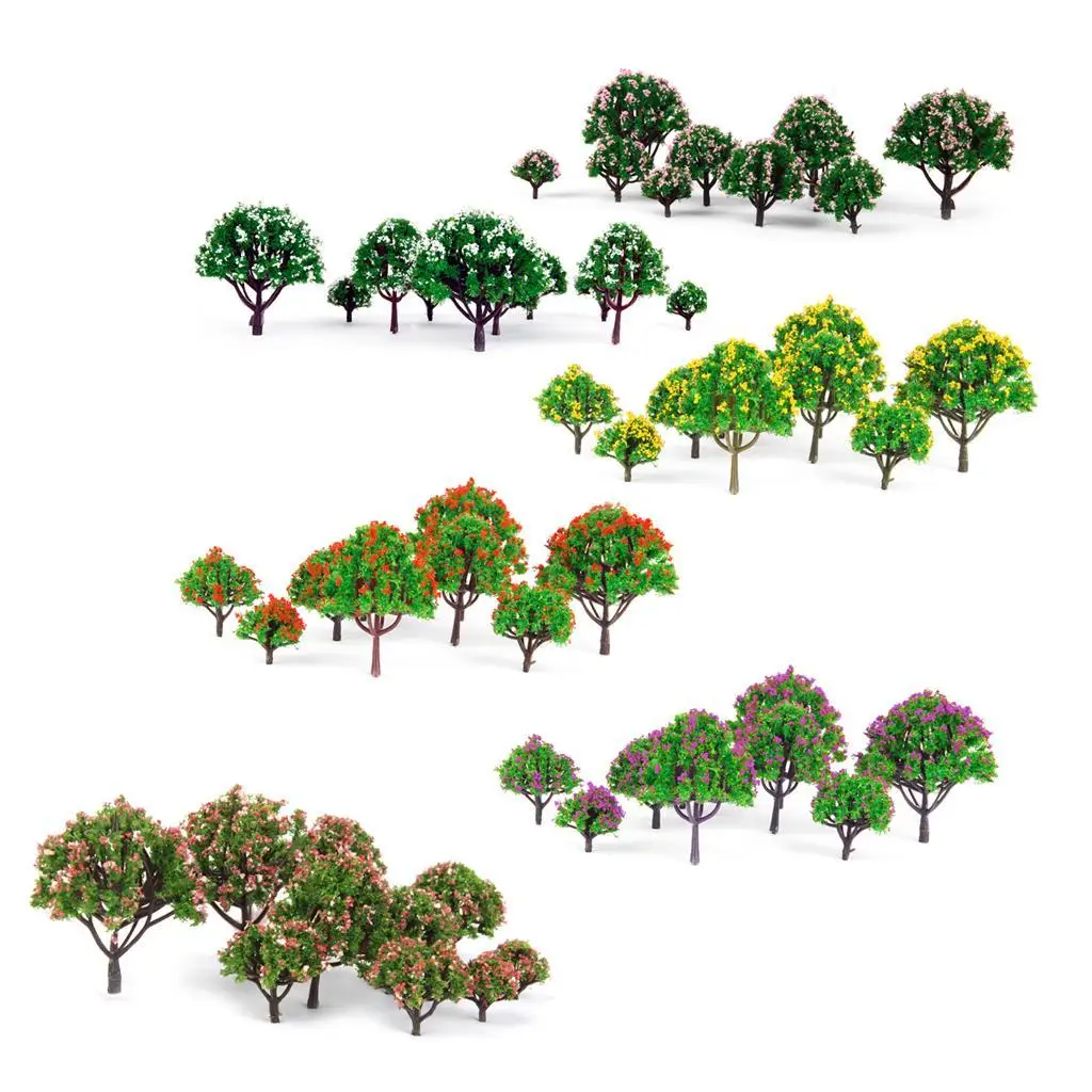 

10pc Flower Tree Model Train Railway Diorama Scenery Layout TT N Z 1:75-1:500