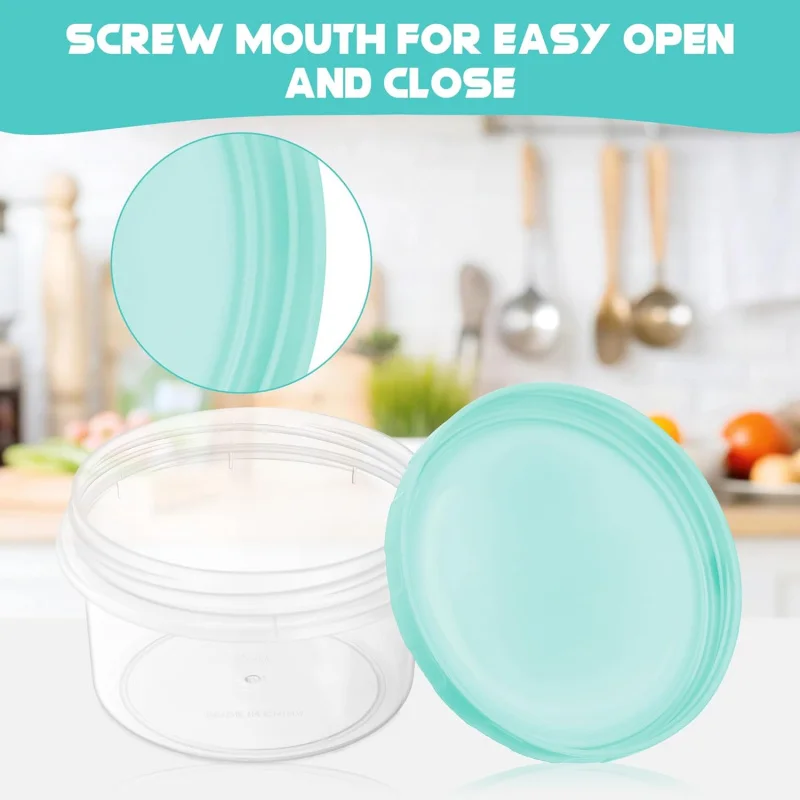 TOPLIVING 16-Pack Small Plastic Containers with Lids, 200ML Reusable Snack Containers, Leak-Proof Screw Lid Plastic Containers