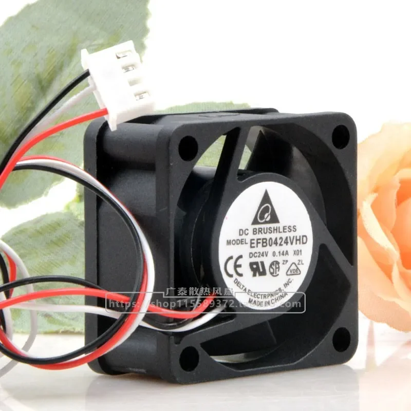 for EFB0424VHD 24V 0.14A 40mm 4020 2-Wire Double Ball Bearing Small Cooling Fan for Inverter