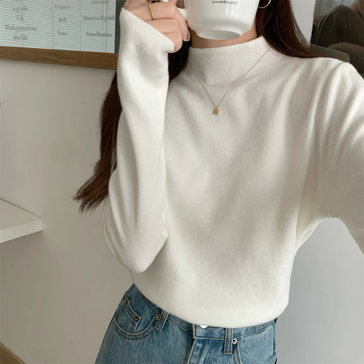 Herfst Winter 2025, Gebreide Truien Mode Effen Coltrui Truien Vrouwen Basic Primer Truien Zachte Warme Pull Femme Jumper