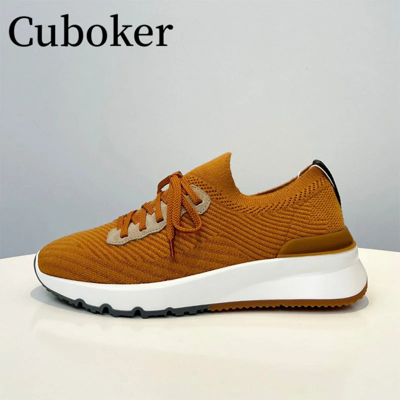 2023 Spring Autumn Men\'s shoes Knitted Causal Sneakers Male Dress Loafers Breathable Thick Bottom Shoes Shoes for Men mujer