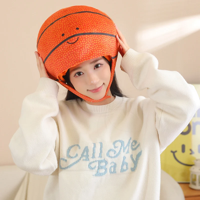 Funny Cute Ball Hat Plush Toy Football Cap Plushies Animal Stuffed Doll Winter Warm Pillow Birthday Gift For Kids