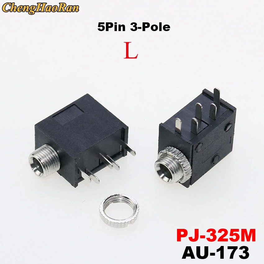 500PCS 5Pin 3 pole Stereo Female Socket Jack With Screw 3.5 mm Audio Video Headphone Connector 5P 5 Pin 3-Pole