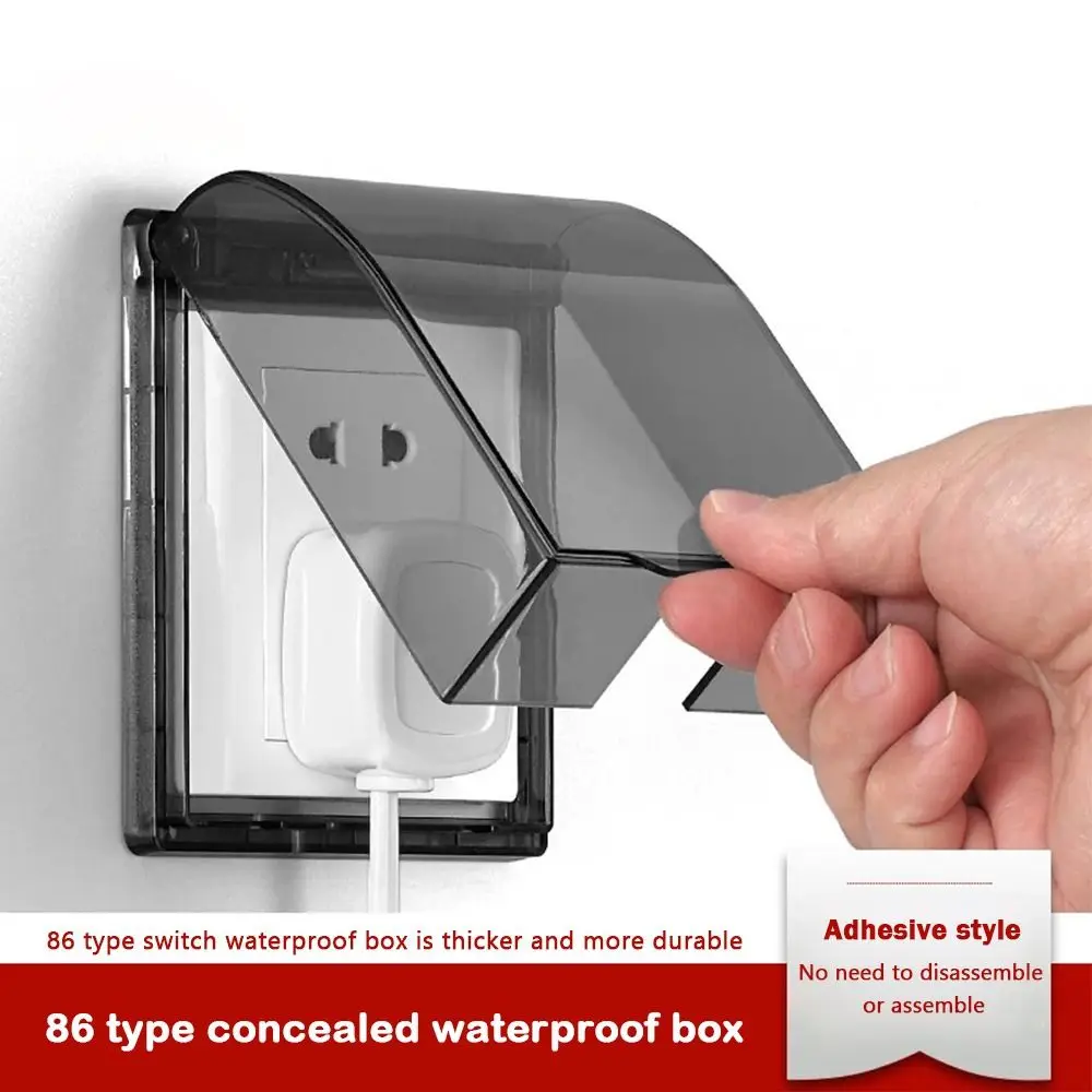 Power Outlet Supplies Wall-mounted Switch Protective Cover Self-Adhesive Plastic Protection Socket 86 Type Splash-Proof Box Wall