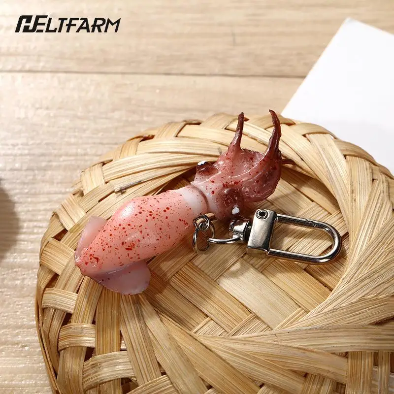 1pcs Simulation Seafood Squid Keychain Fun Food Bag Pendant Gourmet Key Chain Car Keyring Exquisite Gift for Women Girl Kids