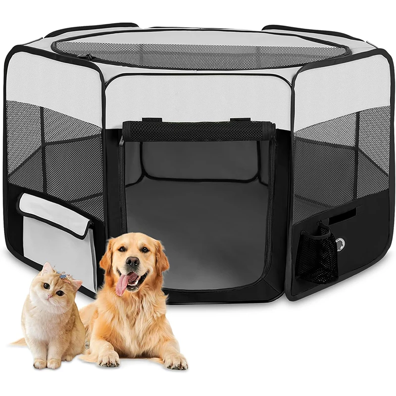 Eco-friendly Solid Octagonal Foldable Dog Toy Fence Oxford Nylon Portable Pet Toy Fence