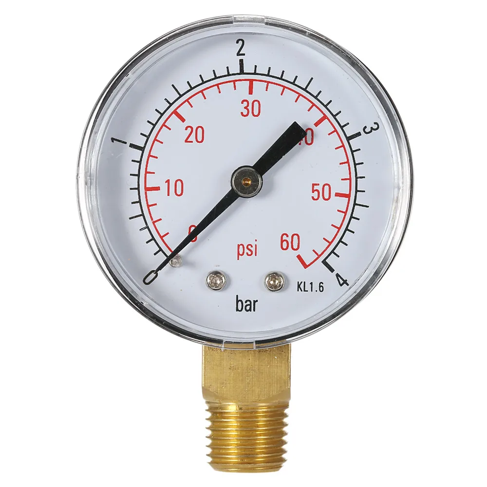 50mm 0~60psi 0~4bar Pool Filter Water Pressure Dial Hydraulic Pressure Gauge Meter Manometer 1/4\