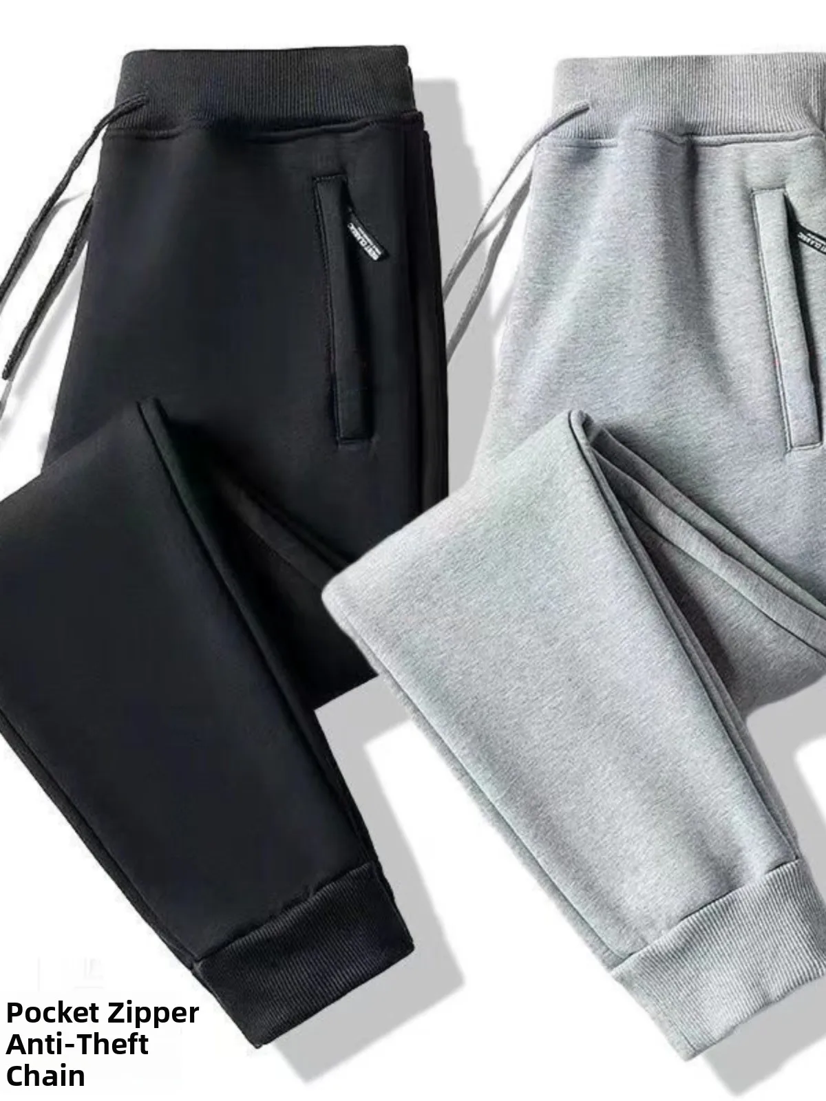 Men's Winter Thickened Fleece Lined Casual Pants Loose Fit Youth Large Size Warmth Retaining Sports Long Trousers