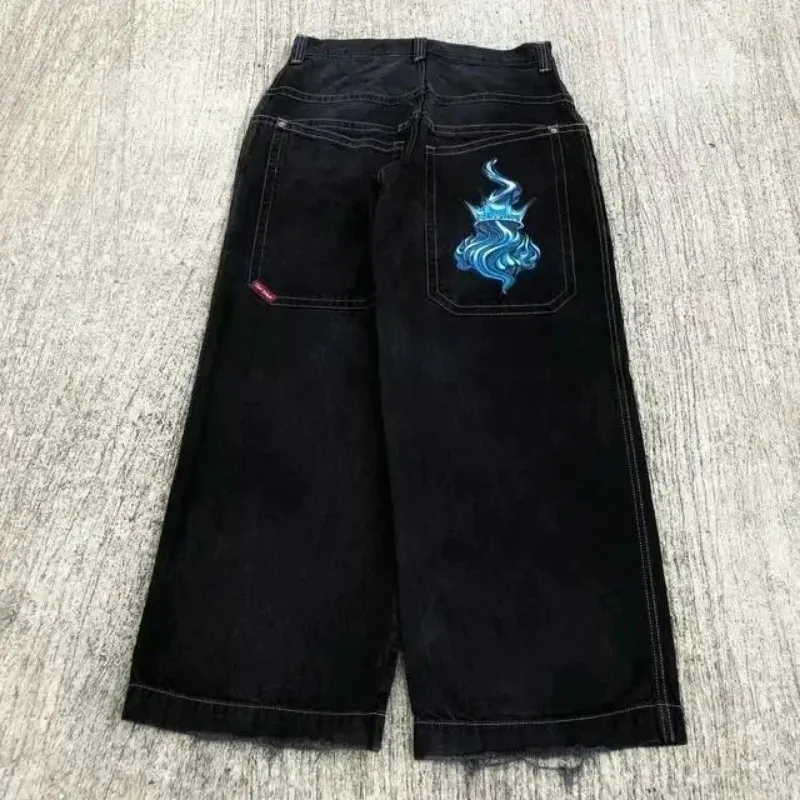 JNCO Y2K 남성용 헐렁한 청바지 하이 퀄리티 자수 의류 스트리트웨어, 힙합 하이 웨이스트 청바지, 빈티지 여성 와이드 레그 청바지