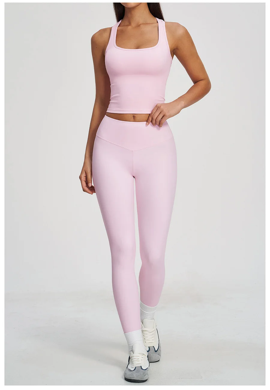 Yoga-Set 2-teilig Damen Fitness Sportbekleidung Naked Feel Sport-BH Gym Laufhose Po-Formende Leggings Workout-Outfit Activewear – Detail 11