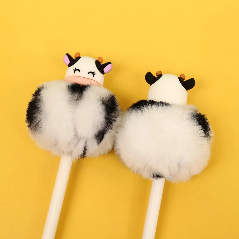 16 Piece Cute Plush Cow Gel Pen Creative Press Office Gift School Supplies Stationery Kawaii Funny Pens