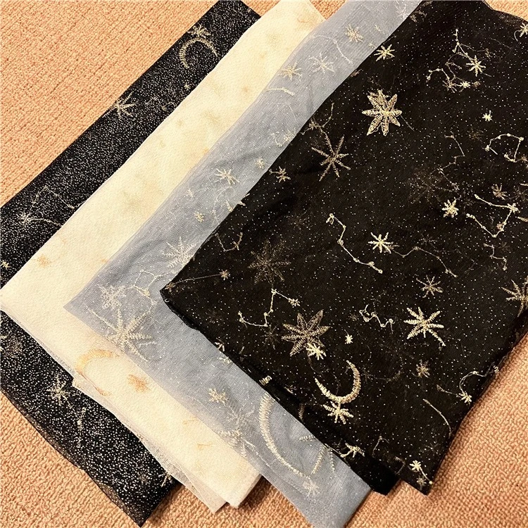 Французская высококачественная позолоченная сетчатая ткань со звездами и луной, модная африканская кружевная ткань с вышивкой