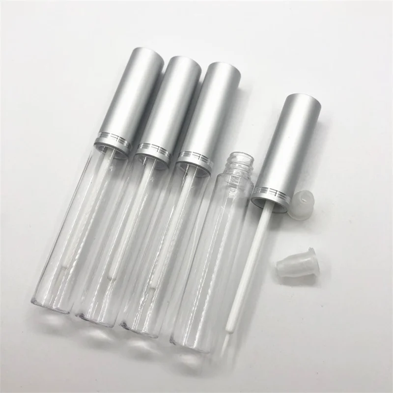 Mini botella dispensadora de líquido para el crecimiento de pestañas, contenedor de tubo vacío para rellenar, 50 piezas, 5ml, con tapa de aluminio