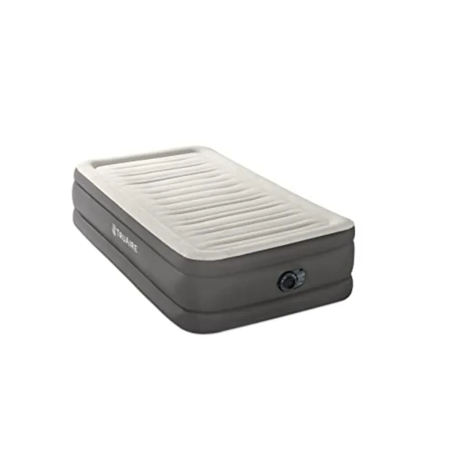 

TruAire Luxury Air Mattress for Home Use: Fiber-Tech Material, Gray, Built-in Electric Pump, 18in Height, 330lb Capacity