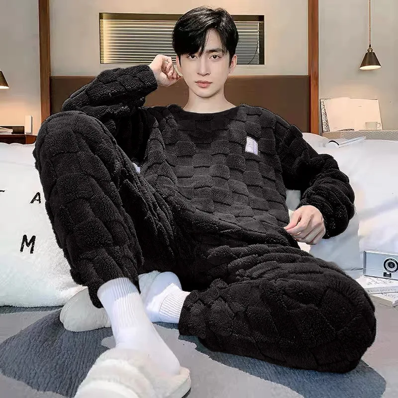 ملابس نوم بيجامات للرجال ملابس نوم شتوية دافئة ملابس نوم للزوجين بيجامات كبيرة الحجم طقم رجل ملابس منزلية للخريف