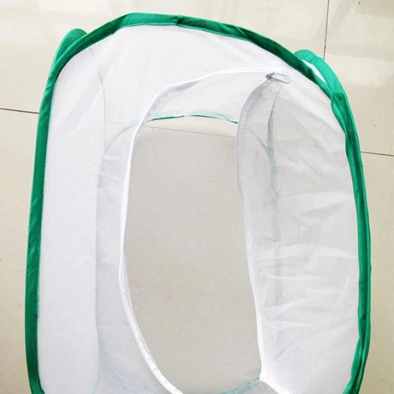 Collapsible Insect Cage Mesh Insect Habitat Cage Butterfly Stick Breeding Zipper Cages Net Cloth