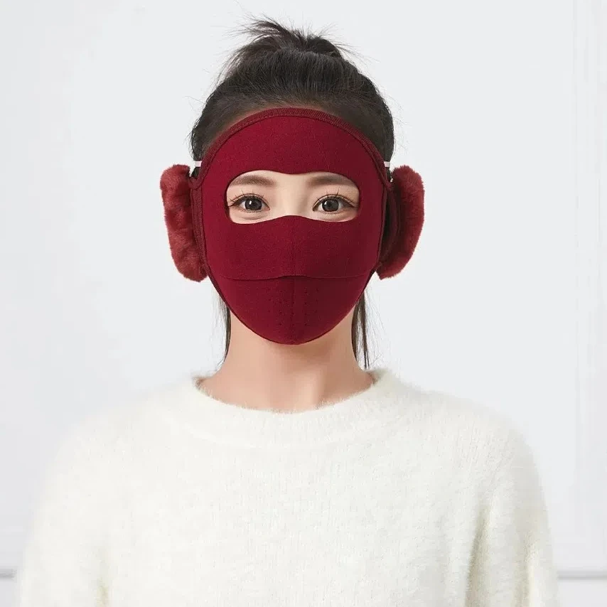 Fashion Plus Velvet Ear Protection Mask Windproof Washable Integrated Cycling Mask Cold-proof Fleece Warm Mask Autumn