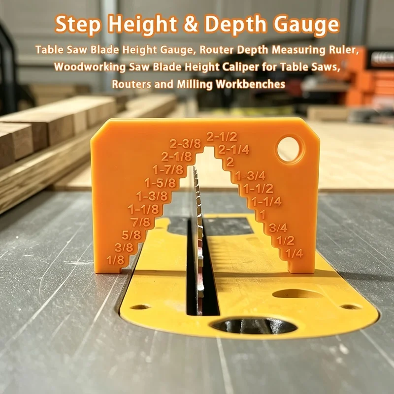 1/2Pcs Orange Large Woodworking Table Saw Depth Gauge, Router Bit Height Gauge for Table Saw, Milling & Trimming Machine