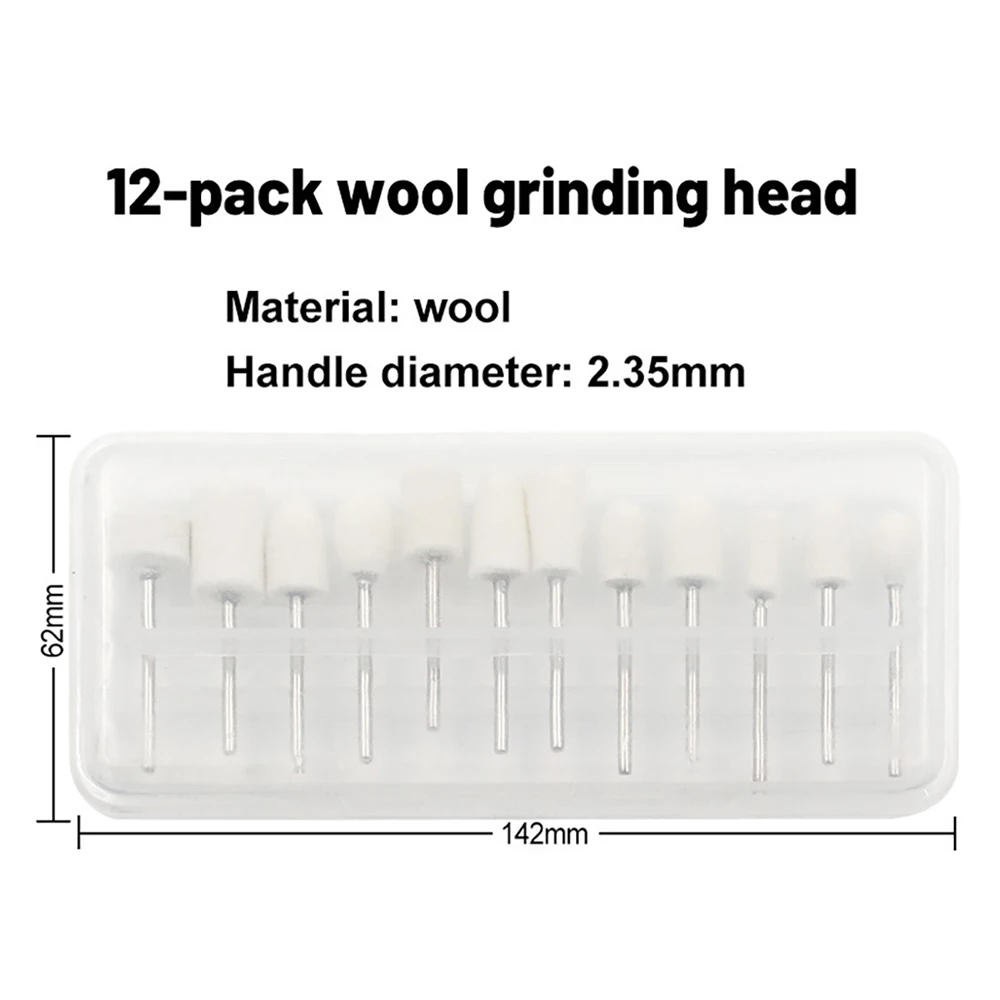 12 Pc Wool Felt Mounted Polishing Buffing Wheel Metal Plastic Mould Fine Polishing  2.35mm Shank