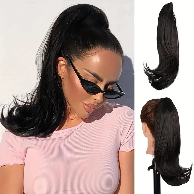 

Синтетический вьющийся парик с хвостиком, длинный шнурок, высокотемпературное волокно, парик для женщин, повседневное наращивание для вечеринок, регулируемый