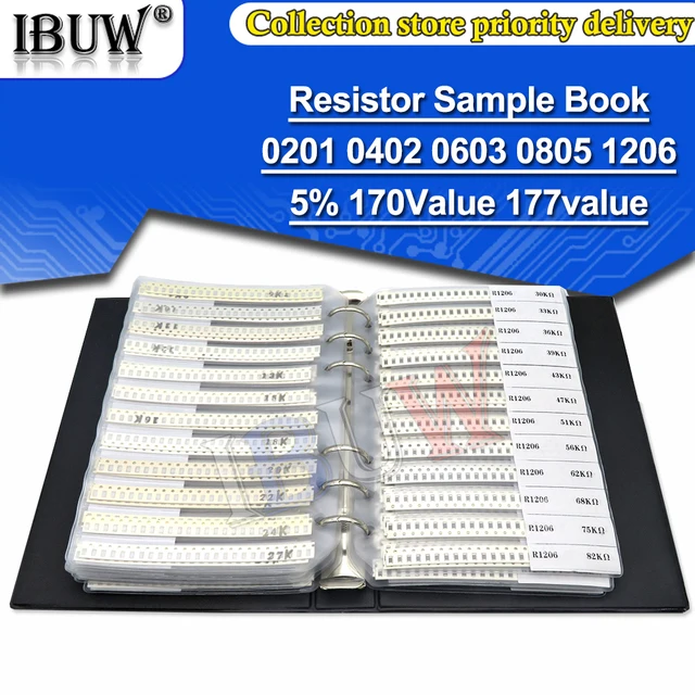 4250 szt. 8500 szt. 8850 szt. 0201 0402 0603 0805 rezystor 1206 przykładowa książka ibuw 5% SMD wybrane elementy 10K 100K 1K 1R 100R 220R blank