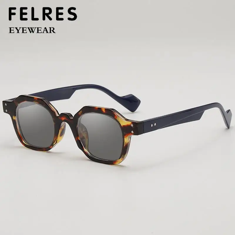 Retro Polygon Men Tinted Reading Glasses Fashion Trend Women Thick Frame Prescription Readers Outdoor Shade Sunglasses +1.0 1.5