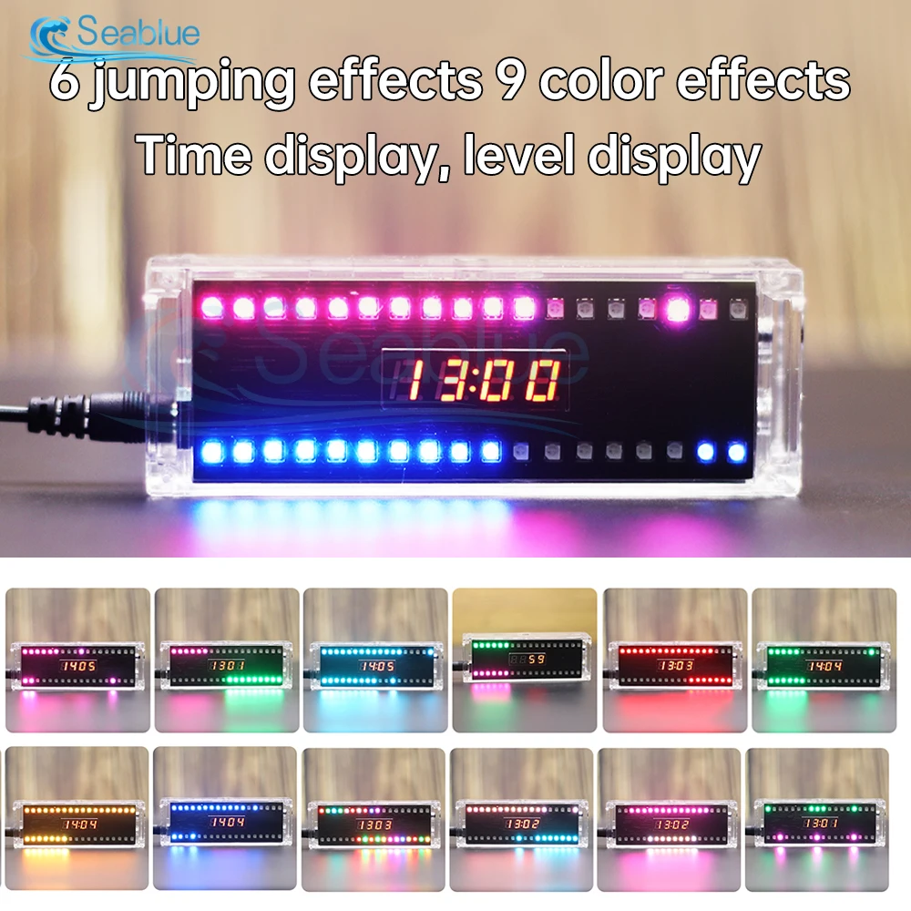 

LED Light Music Spectrum Pickup Rhythm Analyzer Light Display Voice Activated Audio Level Indicator VU Meter Car Atmosphere Lamp