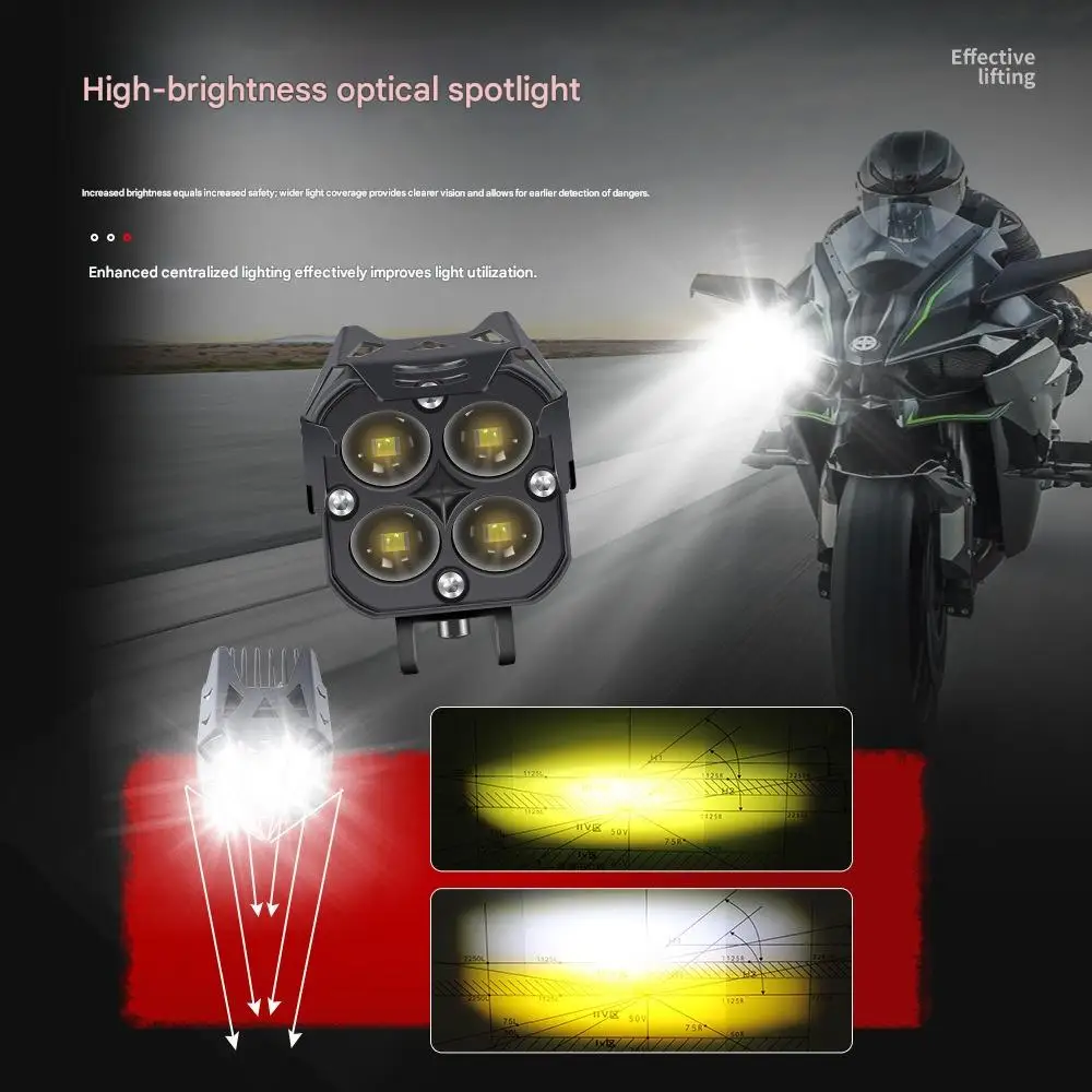 50 واط ثنائي اللون LED ضوء العمل 100 واط العارض عدسة دراجة نارية الجبهة شعاع الترا برايت التحديثية LED المصباح اكسسوارات السيارات #3