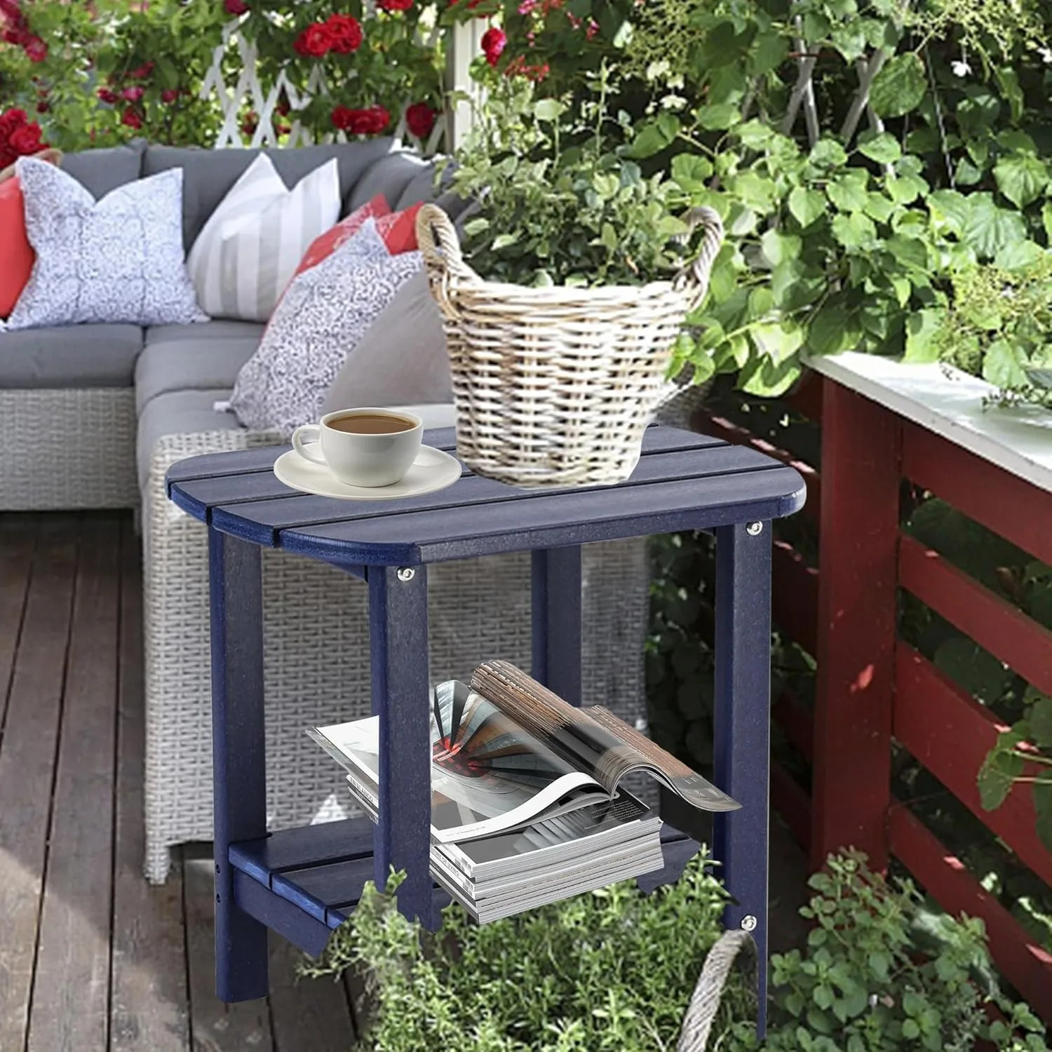 Приставной столик для улицы, темно-синий |   Всепогодный стол для патио |   Декор у бассейна с низким содержанием обслуживания |   Иржавеющая