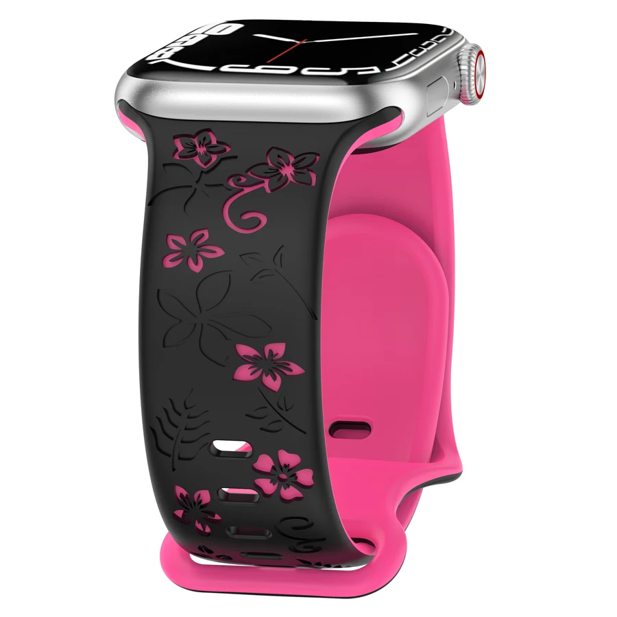 3D Bloemen Sportband voor Apple Watch Bandjes Ultra 2 3 49mm 44mm 45mm 38/40mm 41mm Armband iWatch Serie 11 10 9 8 7 6 5 4 3 SE