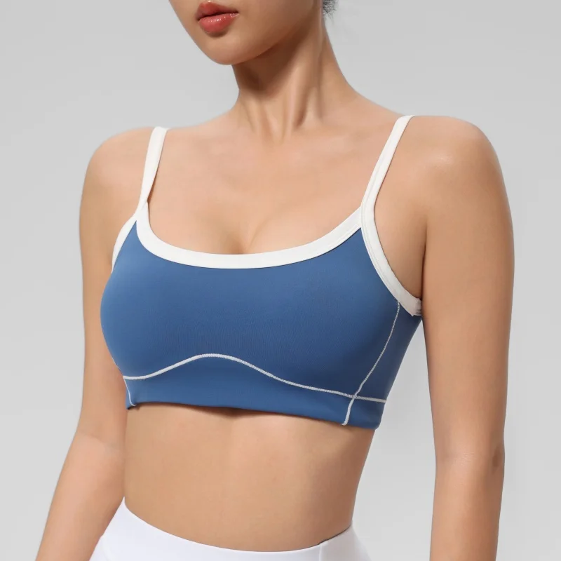 Women's Seamless Yoga Sports Bra with Pads Color-Blocked U-shape Beauty Back Running Gym Outdoor Workout Training Vest