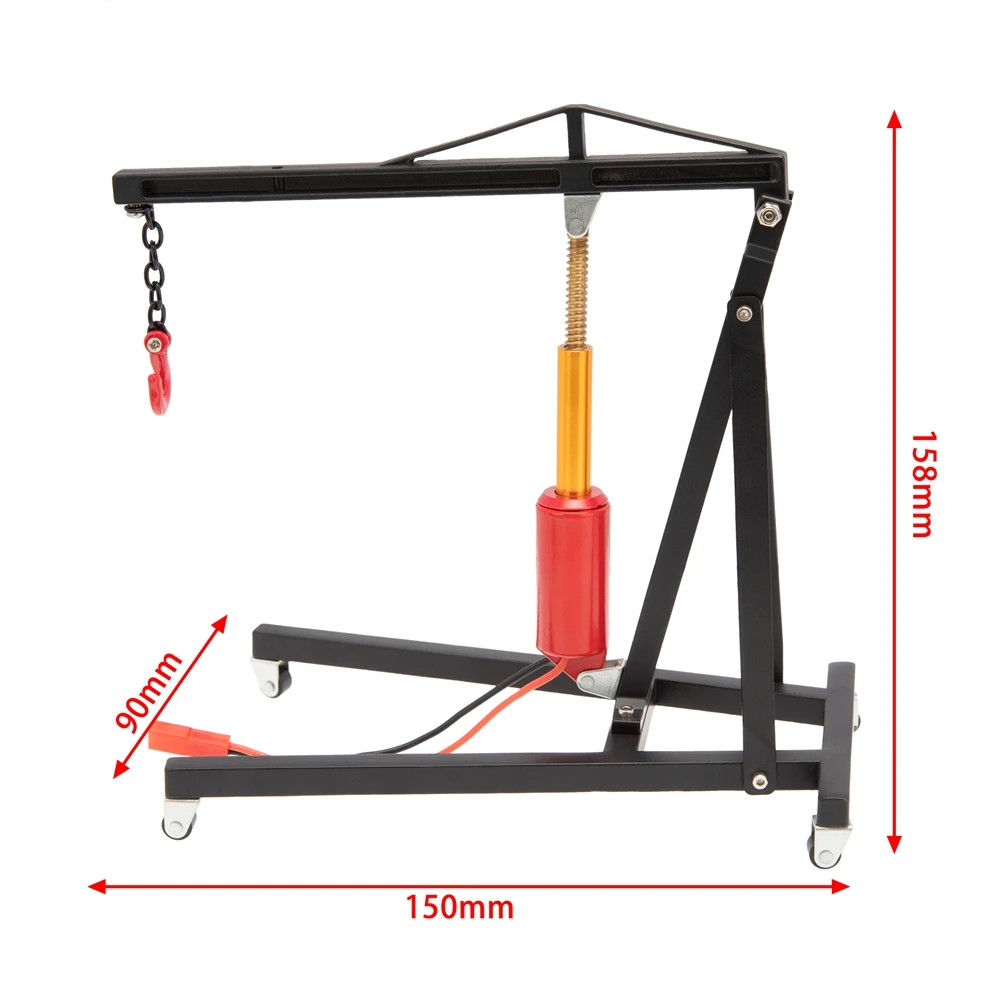 【CYBER MONDAY】Metal Electric Crane Engine Maintenance Bracket Engine Stand Jack for 1/10 RC Crawler Car TRX4 SCX10,Black
