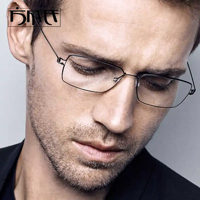 Denmark Screwless Glasses Frame Men Narrow Square Air Titanium Ultralight Business Thin Rim Eyeglasses Fashion Korea Eyewear