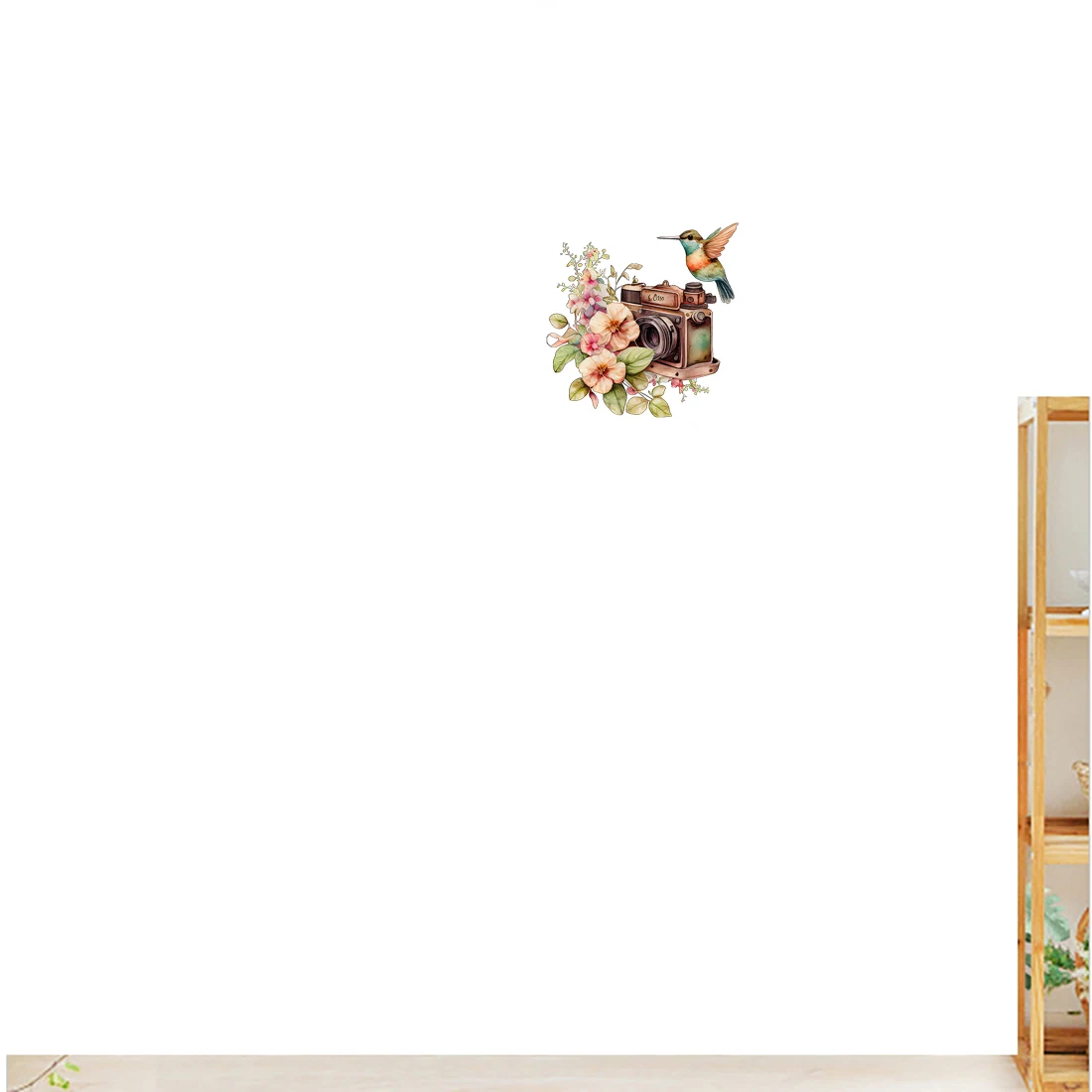 Three Ratels QN17 Beautiful Emerald Bird Watercolor Handdrawn Art Wall Stickers Waterproof Self Adhesive