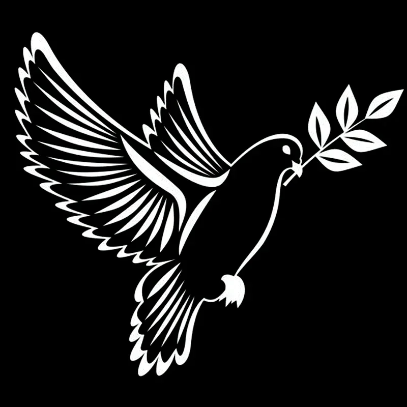 Personality Creative Peace Dove Olive Branch Bird Car Sticker Windshield Motorcycle Scratch Decoration PVC, 10cm