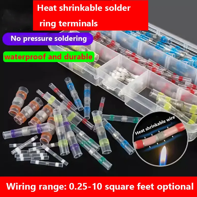 50PCS Solder Seal Wire Connectors heat shrink Butt Insulated Connectors kit Automotive Marine tubo termoretractil